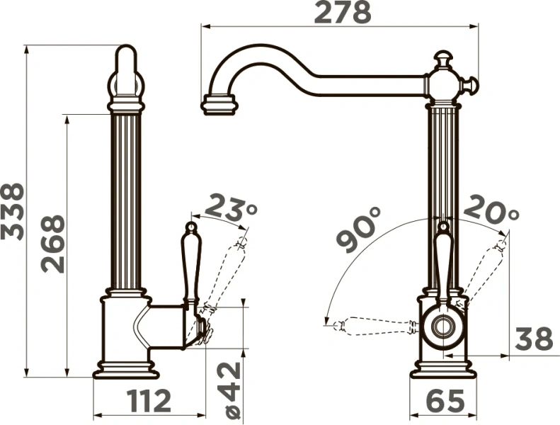 Смеситель для кухни Omoikiri Toshima-AB античная латунь, другие - фото 4
