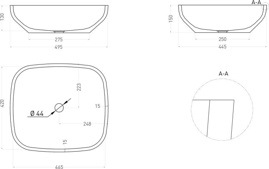 Раковина Salini Gloria 08 50 см белый матовый, прямоугольной формы - фото 5