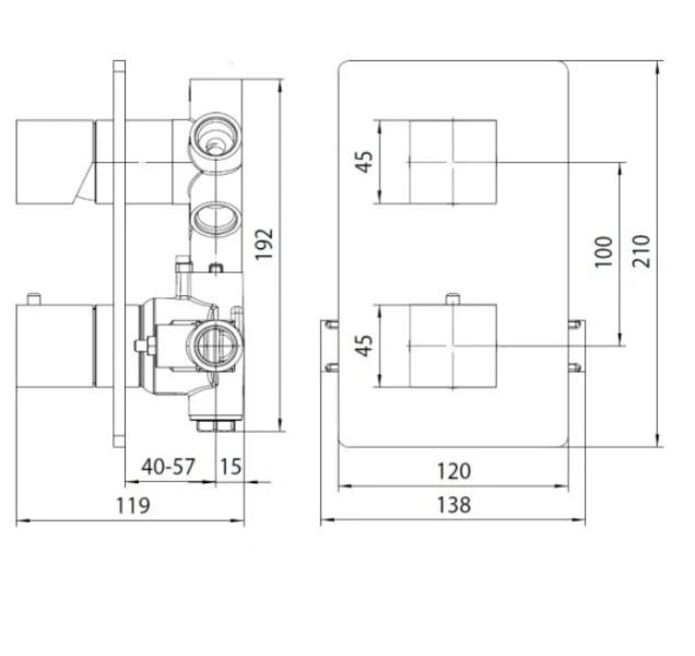 Наружная часть термостата Bossini Cube New Z00061.030  - фото 2