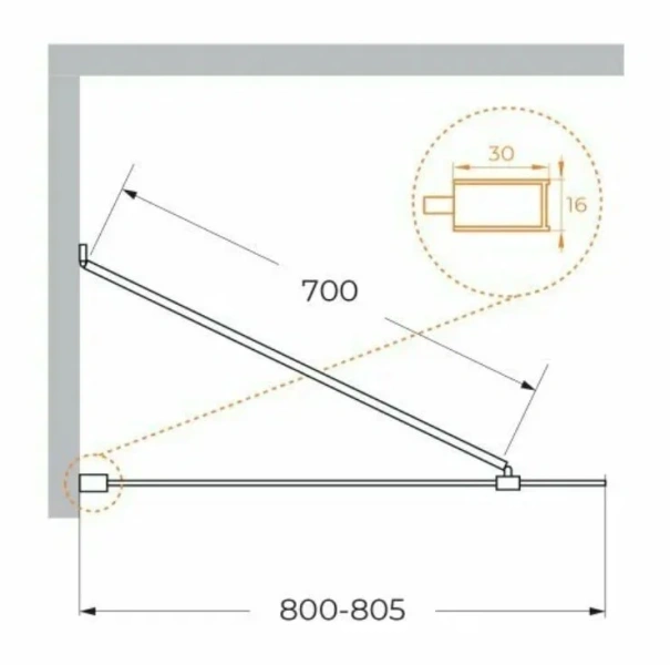 Шторка для ванны Cezares Liberta 80х155 см профиль черный - фото 2