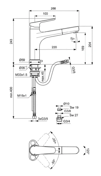Смеситель для кухни Ideal Standard Ceraplan III с выдвижным изливом - фото 2
