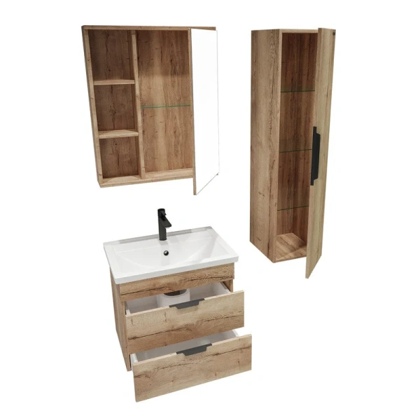 Тумба под раковину подвесная Grossman Форта 56,4 см дуб галифакс, современная, hi-tech, лофт - фото 3