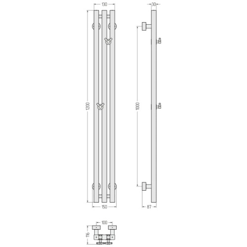Полотенцесушитель водяной Сунержа Вердикт PRO 10х120 см белый матовый - фото 3