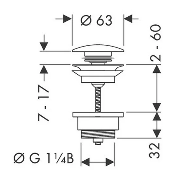 Донный клапан для раковины Hansgrohe 50100 push-open - фото 2