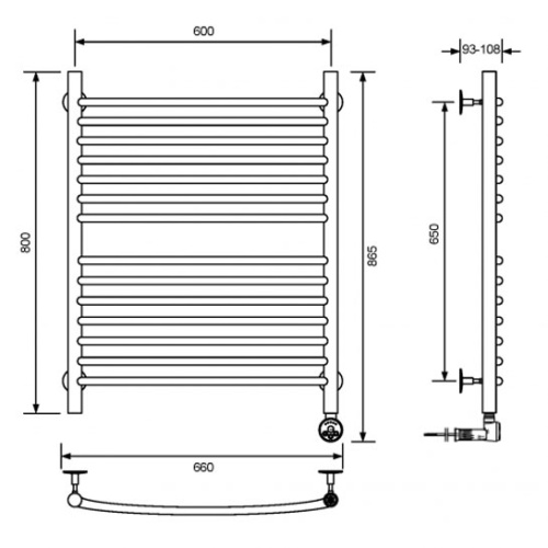 Полотенцесушитель электрический Ника Arc 80х60 см правый - фото 3