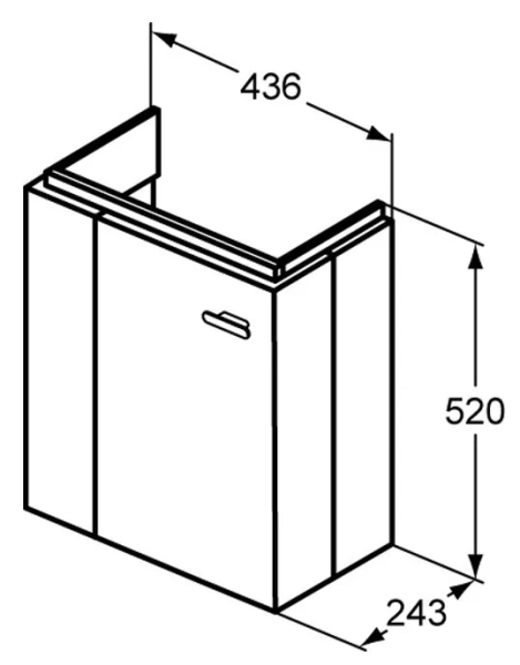 Тумба под раковину подвесная Ideal Standard Connect Space 45 см серая глянцевая, левая, нет в наличии - фото 2