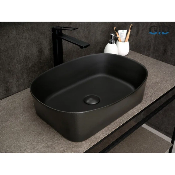 Раковина GID Creativo N9028bg 53 см черный графит, в форме чаши, круглой формы - фото 5