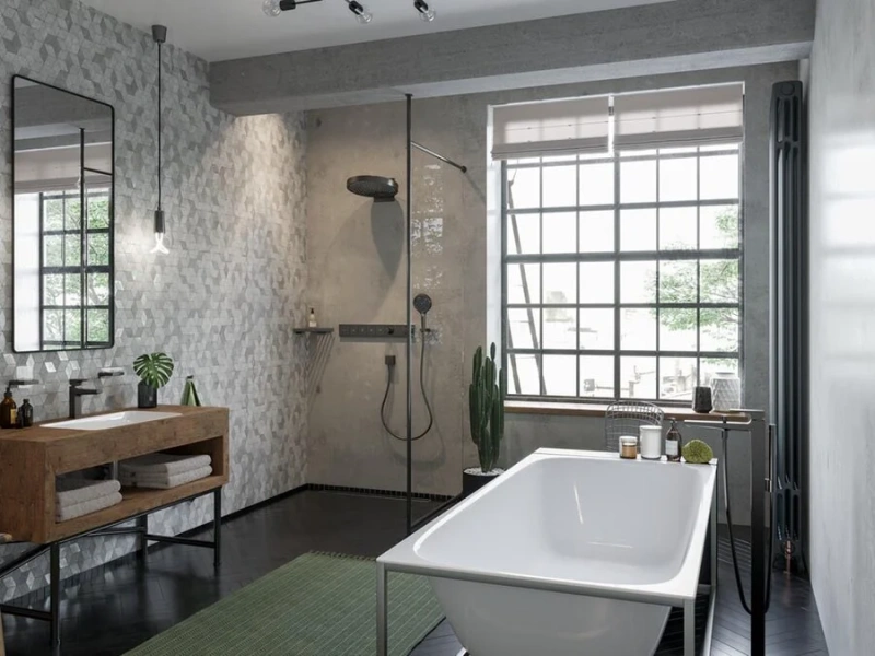 Лейка для душа Hansgrohe Rainfinity шлифованный черный хром, современные, hi-tech - фото 4