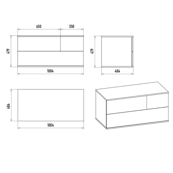 Тумба с раковиной подвесная Misty Коломбо 100 П-Кол-01100-074П с двумя ящиками - фото 2