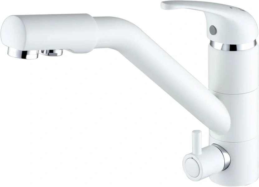 Смеситель для кухни Paulmark Hessen белый матовый - фото 1