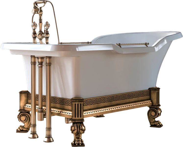 Ванна из искусственного камня Migliore Impero Affusto 180х87 см фурнитура бронза - фото 1