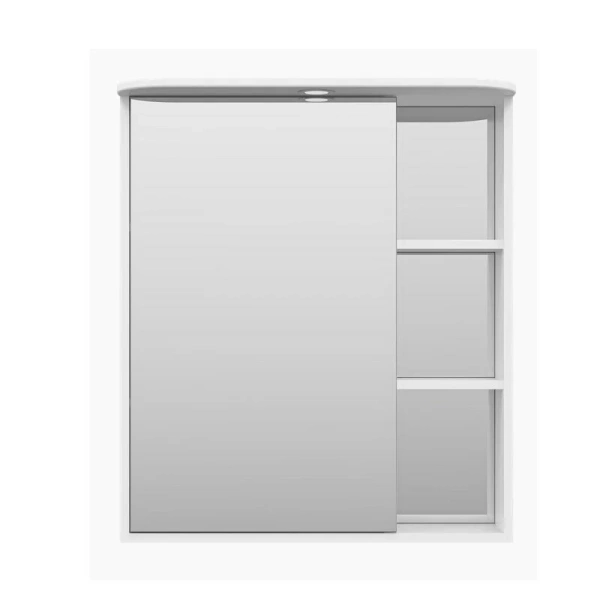 Зеркальный шкаф, зеркало справа, полочки слева, цвет белый, Misty Венера - фото 1