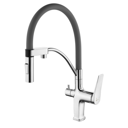Смеситель для питьевой воды Lemark Comfort с гибким изливом хром/серый - фото 1