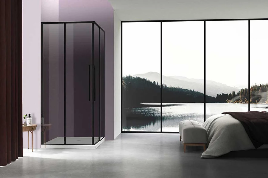 Душевой уголок Vincea Slim-N 100х80 см профиль черный стекло тонированное - фото 3