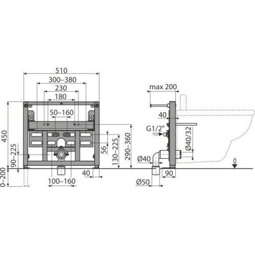 Инсталляция для биде Alcaplast металл - фото 2