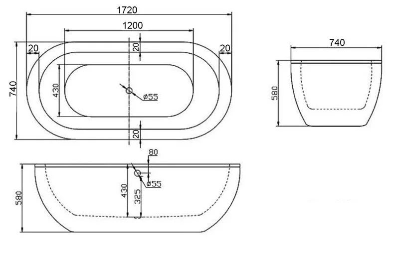 Акриловая ванна Abber 172х79 см белая, акриловые - фото 2