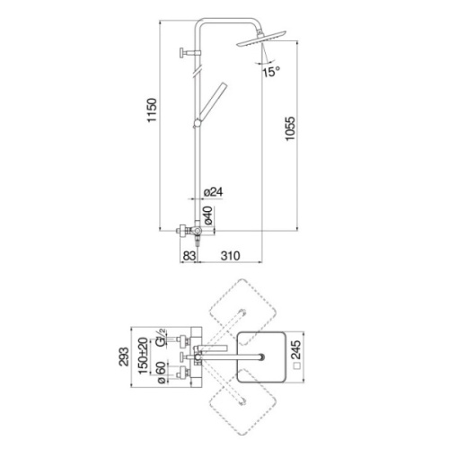 Душевая стойка Nobili Seven хром глянцевый - фото 2