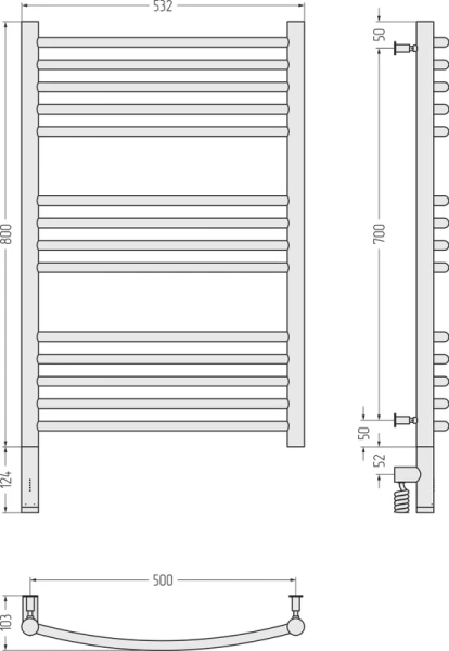 Полотенцесушитель электрический Сунержа Богема 3.0 50x80 см матовый чёрный, левый - фото 4
