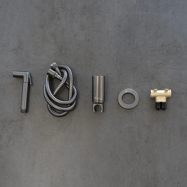 Гигиенический душ со смесителем Lemark Solo графит, для унитаза - фото 6