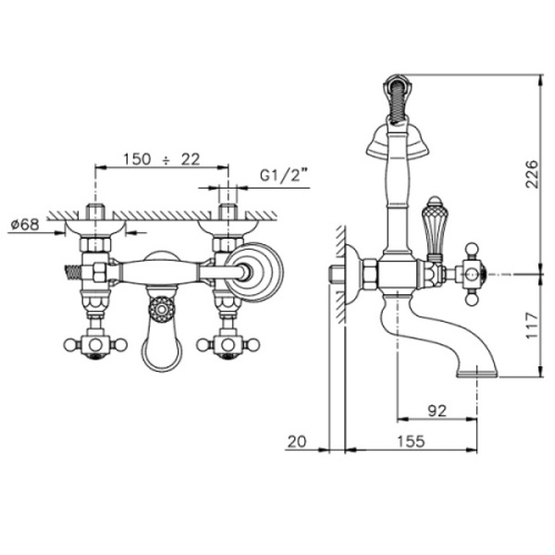 Смеситель для ванны, ручка 34 Cristallo Liberty, Nicolazzi Half Dome Crystal 1401, для ванны - фото 2
