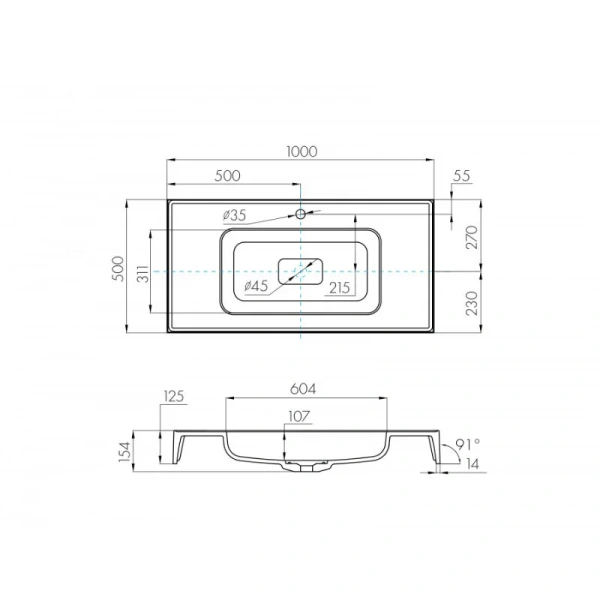 Раковина Акватон Ричмонд 100 см белая, современные, hi-tech - фото 2