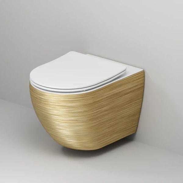 Унитаз подвесной Grossman Color золотистый/белый, безободковые, сиденье с микролифтом , с антивсплеском - фото 5