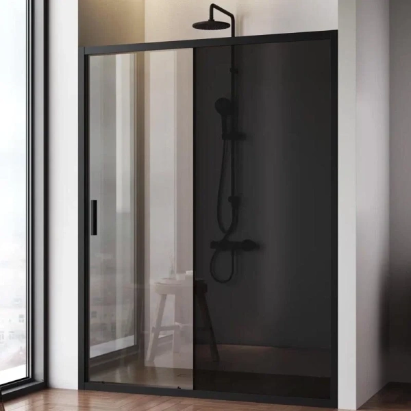 Душевая дверь в нишу AM.PM Gem Solo 150 см профиль черный стекло тонированное, нет в наличии - фото 8