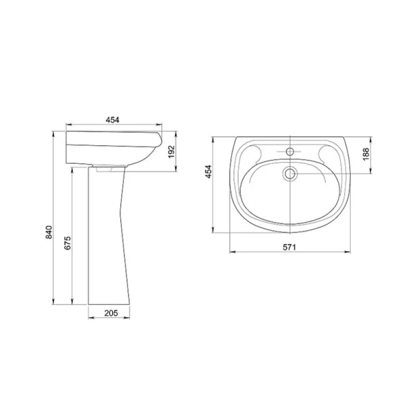 Раковина Santeri Воротынский 57 см с отверстием под смеситель - фото 2