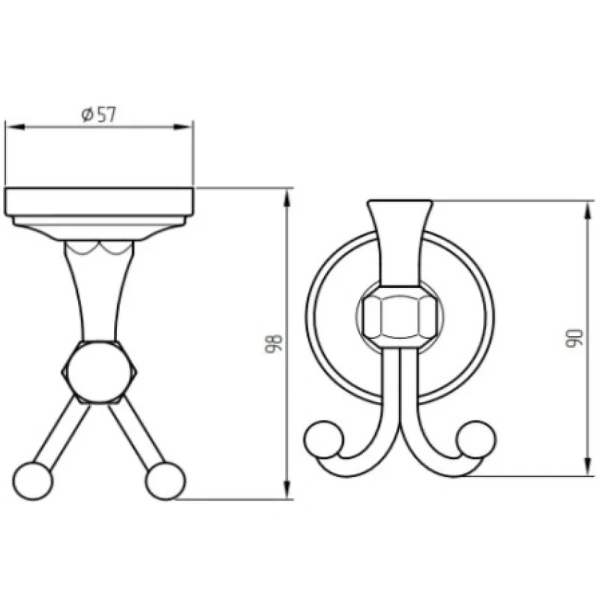 Крючок для ванной Migliore Fortuna бронза, классические, ретро - фото 2