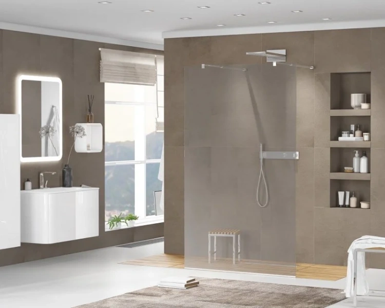 Душевая перегородка Cezares Liberta 90 см профиль хром стекло графит - фото 2