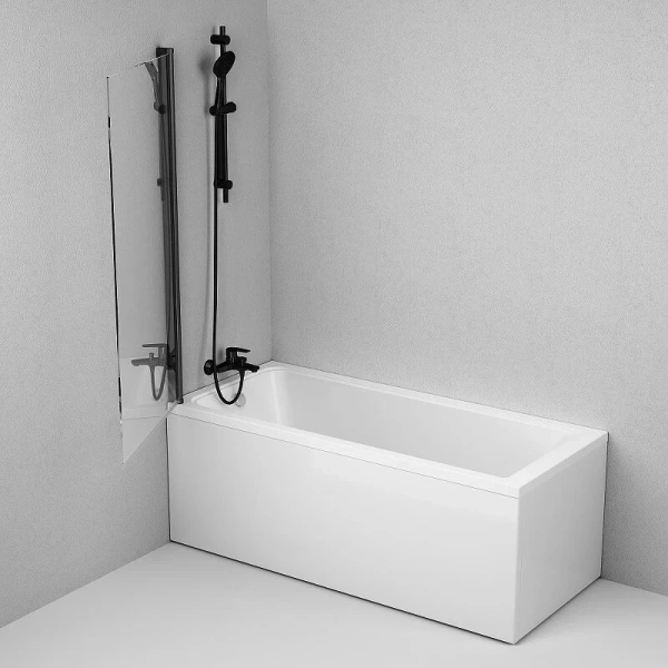 Шторка для ванны Am.Pm Gem 80х140 см профиль черный, матовый профиль - фото 5