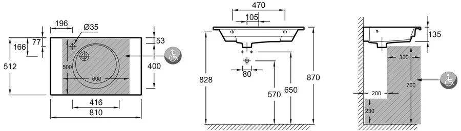 Раковина Jacob Delafon Odeon Rive Gauche 81 см подвесная - фото 2
