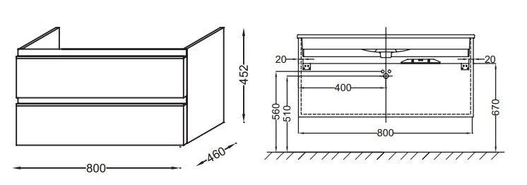 Тумба под раковину подвесная Jacob Delafon Vox 80 см серый антрацит, современная, hi-tech - фото 3