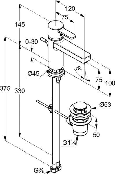 Смеситель для раковины Kludi Zenta белый, с донным клапаном - фото 5