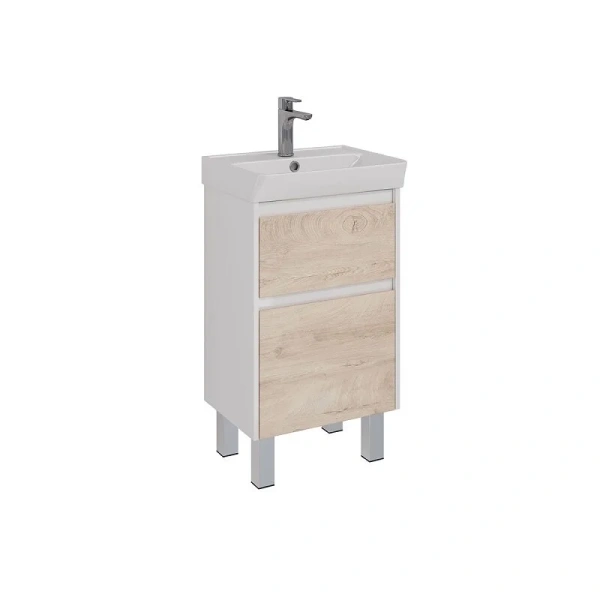 Тумба под раковину подвесная Lemark Combi 50 см дуб кантри, белая, бежевая, комбинированная - фото 7