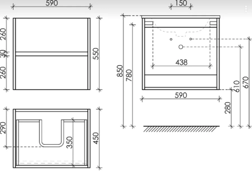 Тумба под раковину подвесная Sancos Urban 60 см дуб чарльстон, в наличии - фото 2