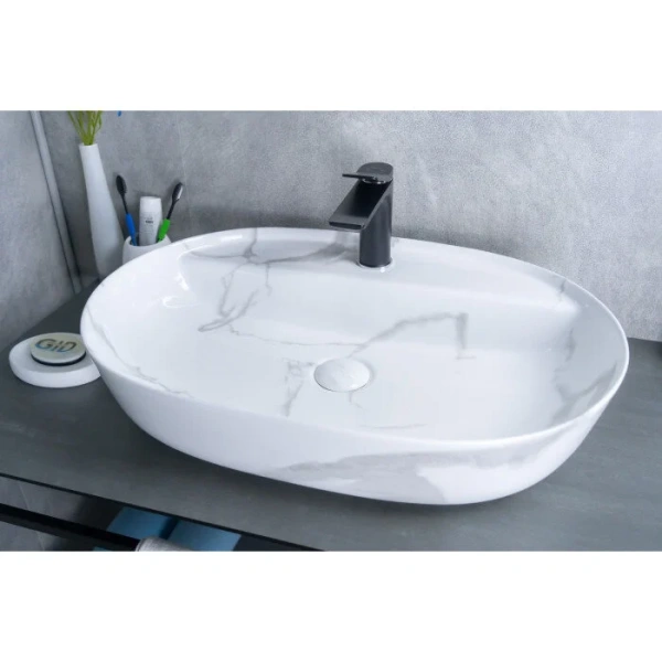 Раковина GID Lago Mnc346C 61 см накладная под камень - фото 3