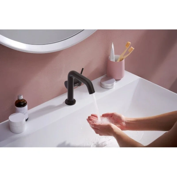 Смеситель для раковины Hansgrohe Tecturis S матовый черный - фото 4