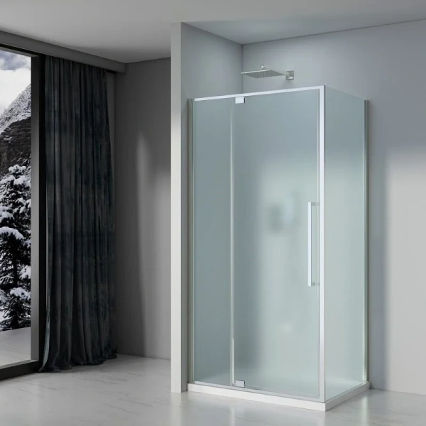 Душевой уголок Black&White Stellar Wind 100x80 см профиль хром, стекло матовое, современные, hi-tech - фото 3