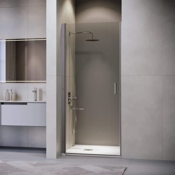 Душевая дверь в нишу RGW Leipzig LE-003Gr 90 см профиль серый, стекло прозрачное - фото 1
