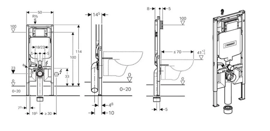 Инсталляция для унитаза Geberit Sigma 8 с бачком, для унитаза - фото 2