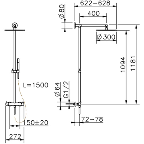 Душевая стойка Cisal Less New LNC7801N термостатическая - фото 4