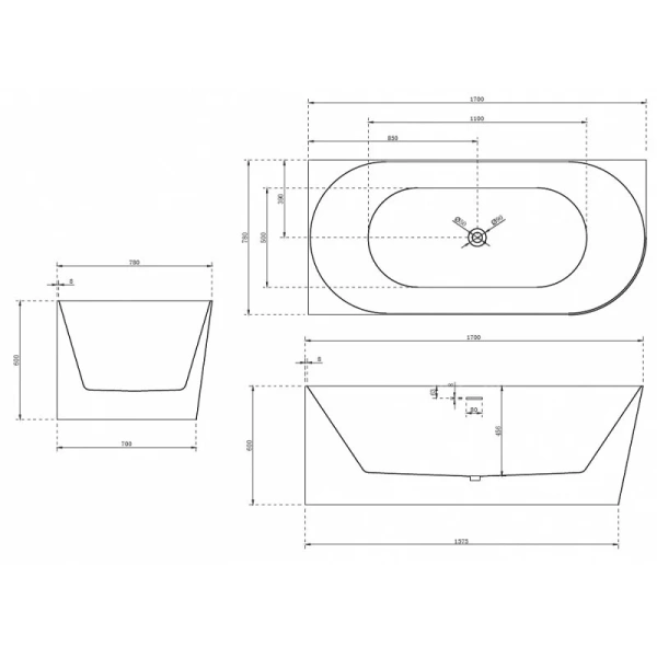 Акриловая ванна ABBER AB9258-1.7 170х78 см ассиметричная - фото 3