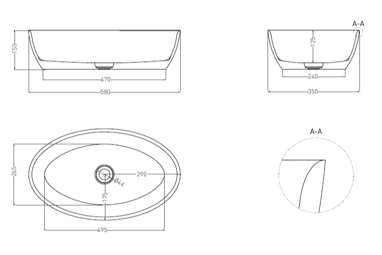 Раковина Salini Alda 01 58 см накладная, покраска по RAL полностью - фото 2