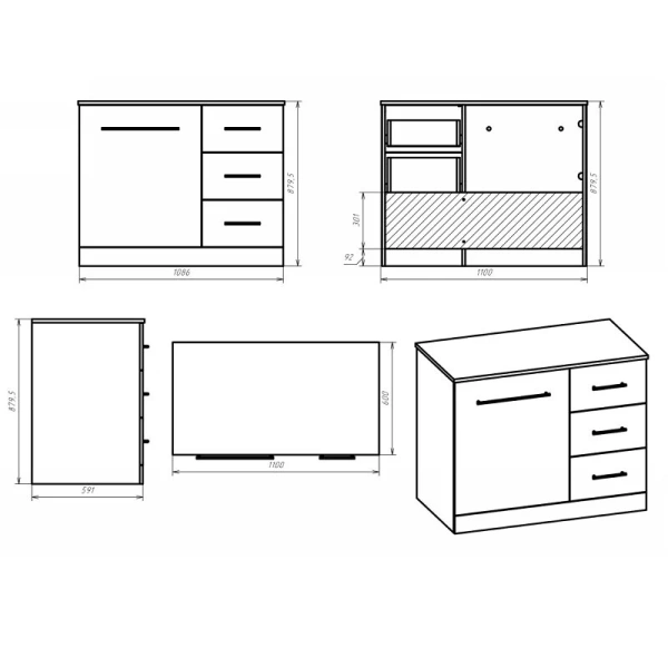 Тумба под раковину напольная Misty Респект 110 см белая/дуб артизан правая - фото 4