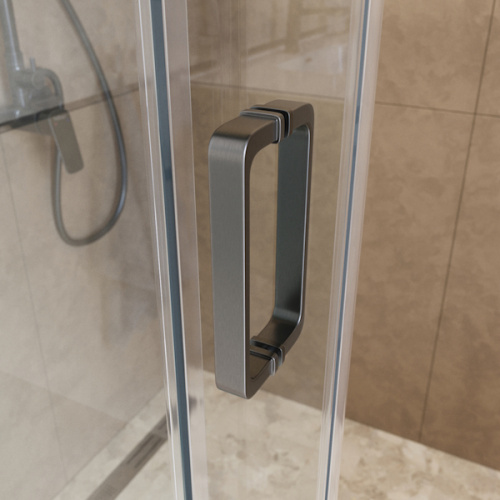 Душевая дверь в нишу BelBagno Soft Close 130 см профиль оружейная сталь, раздвижные - фото 6