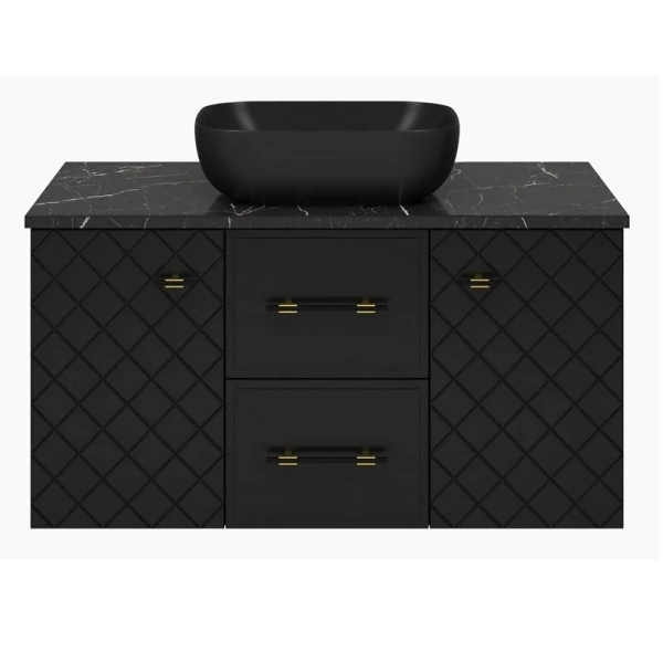 Тумба под раковину подвесная Brevita Shanel 100 см черная
