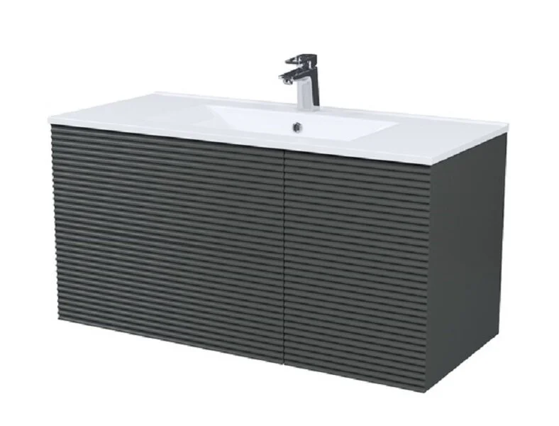 Тумба с раковиной подвесная IDDIS Bild 100 см темно-серая - фото 1
