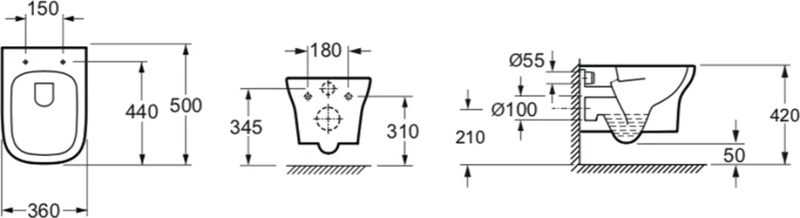 Унитаз подвесной Lavinia Boho Bristol с сиденьем микролифт, современные, hi-tech, прямоугольные index_2 - фото 22