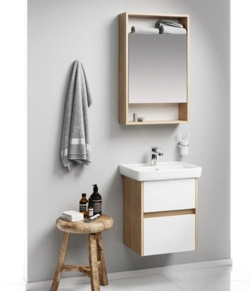 Зеркальный шкаф Aqwella City 50 см дуб балтийский - фото 3